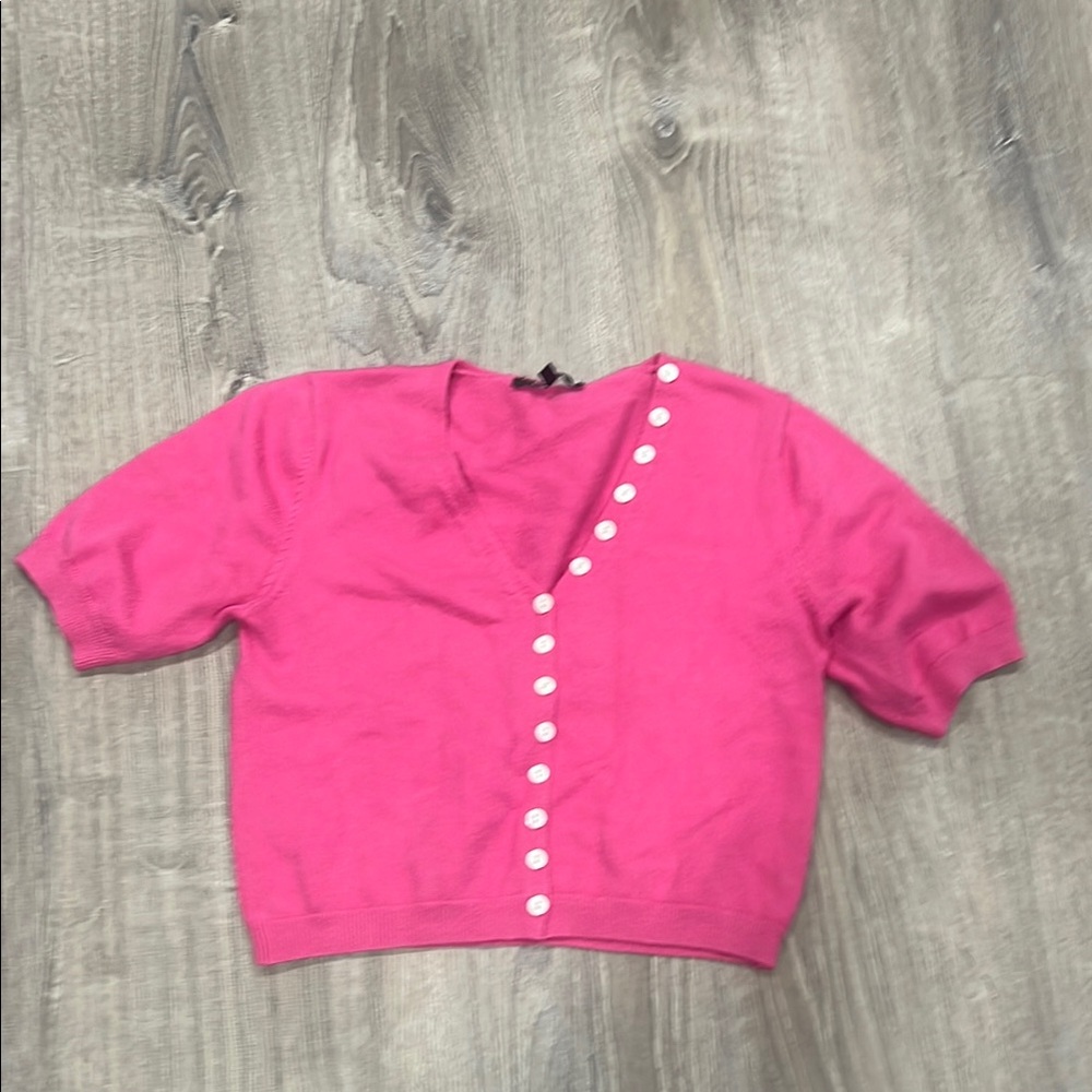 FORE Pink Button-Up short  sleeve Cardigan